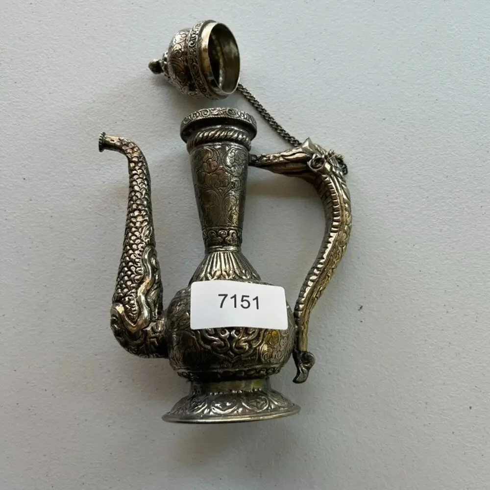 Antique Hand Crafted Repousse Teapot Vessel 8